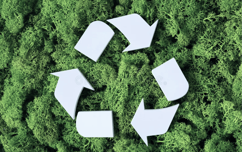 Moss with recycle symbol